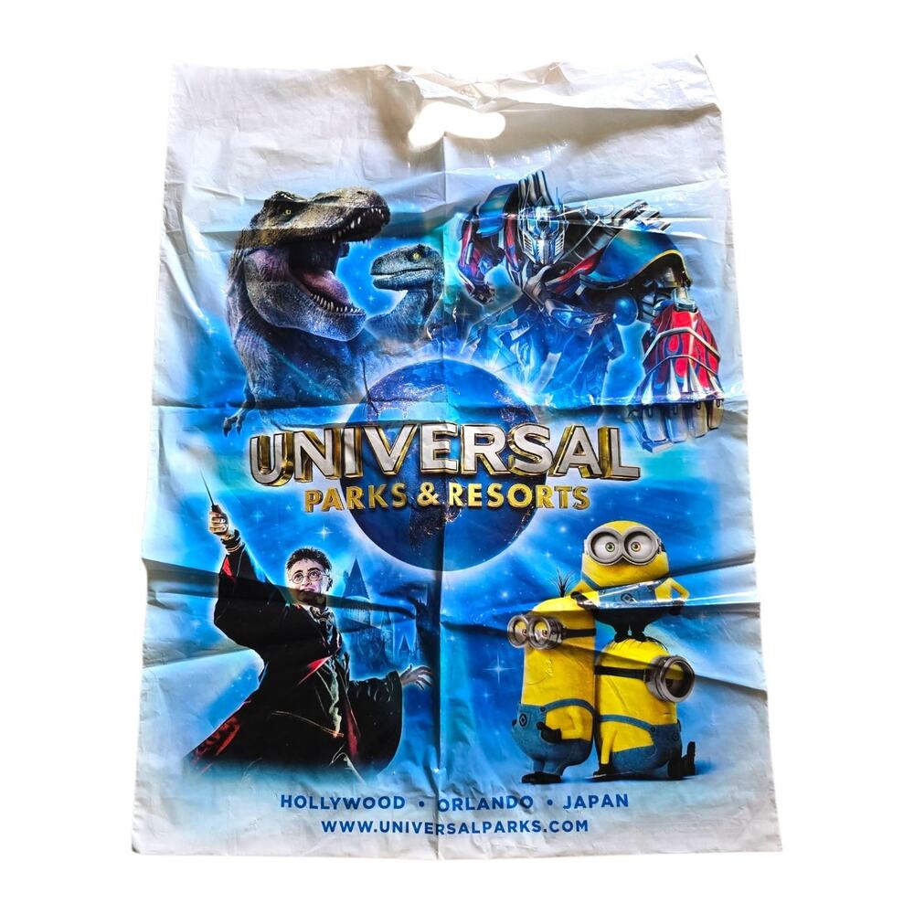 Universal Parks Resorts Plastic Swag Bag Tote Minions Harry Potter Jurassic Park